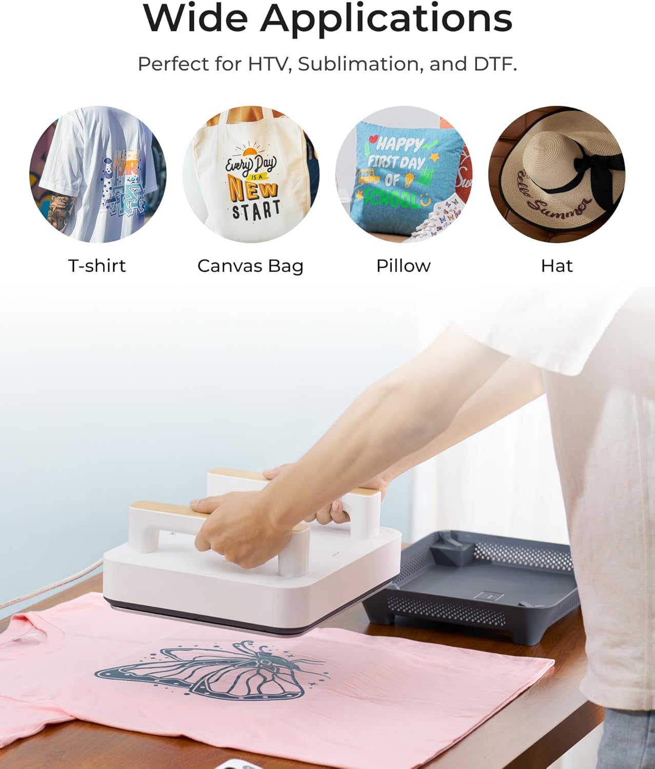 xTool Heat Press Machine with Control Pod - Portable Shirt Press Iron Press 12"*10" with 4 Presets & 200K NTC Precise Control, Easy Smart Heat Press Machine for T Shirts, Bags, Vinyl, Sublimation