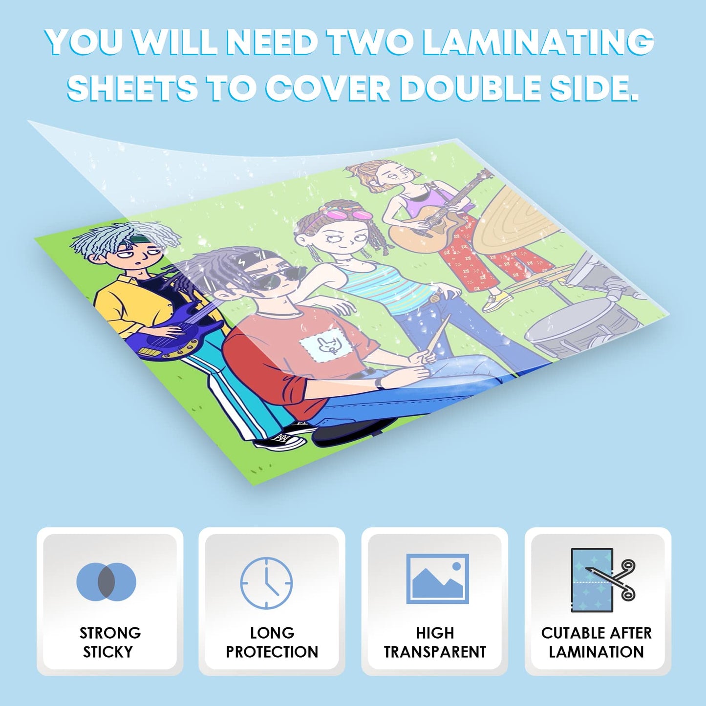 HTVRONT Self-Adhesive Laminating Sheets-50 Sheets 9 X 12 Inches Self Laminating Sheets, No Machine Needed Clear Laminating Sheets