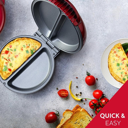 Holstein Housewares - Non-Stick Omelet & Frittata Maker, Stainless Steel - Makes 2 Individual Portions Quick & Easy (2 Section, Black)