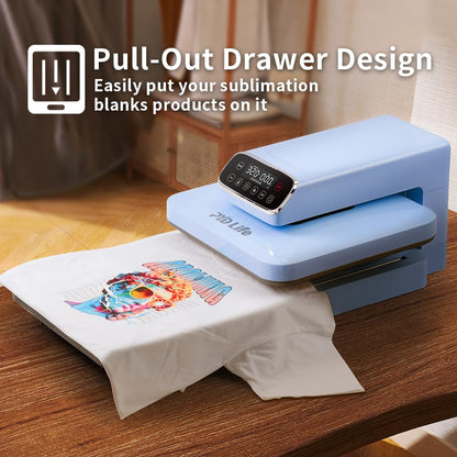 PYD Life 120 V Auto Heat Press Machine for T Shirts 15" x 15" Touch Screen Light Blue Smart Heat Press for Sublimation Blanks Ornaments Frames Bags Sublimation DTF Vinyl Printing