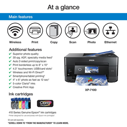 Epson EcoTank ET-4800 Wireless All-in-One Cartridge-Free Supertank Printer with Scanner, Copier, Fax, ADF and Ethernet – Ideal-for Your Home Office, White