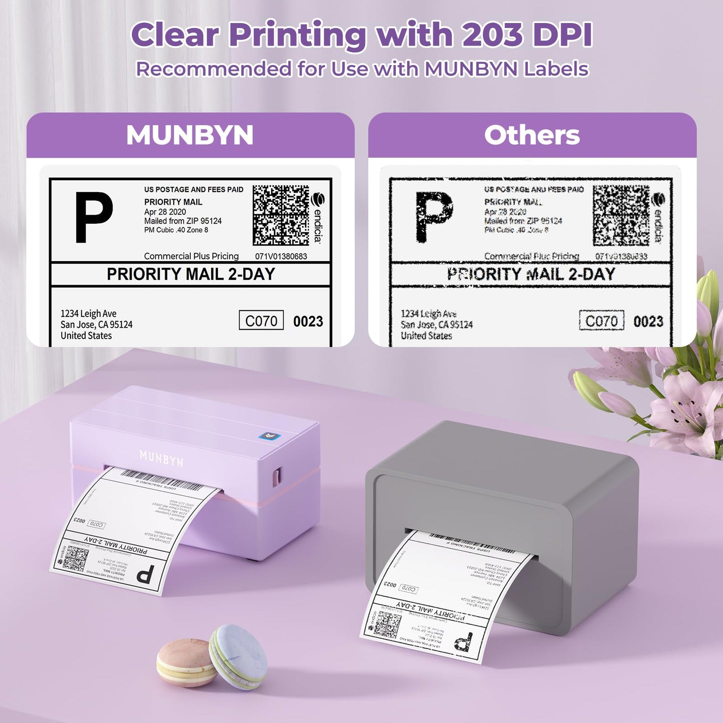 MUNBYN Bluetooth Thermal Label Printer, 130B Wireless 4x6 Shipping Label Printer for Shipping Packages Small Business Office or Home, Compatible with iPhone Android iPad Windows macOS Chrome Etsy eBay