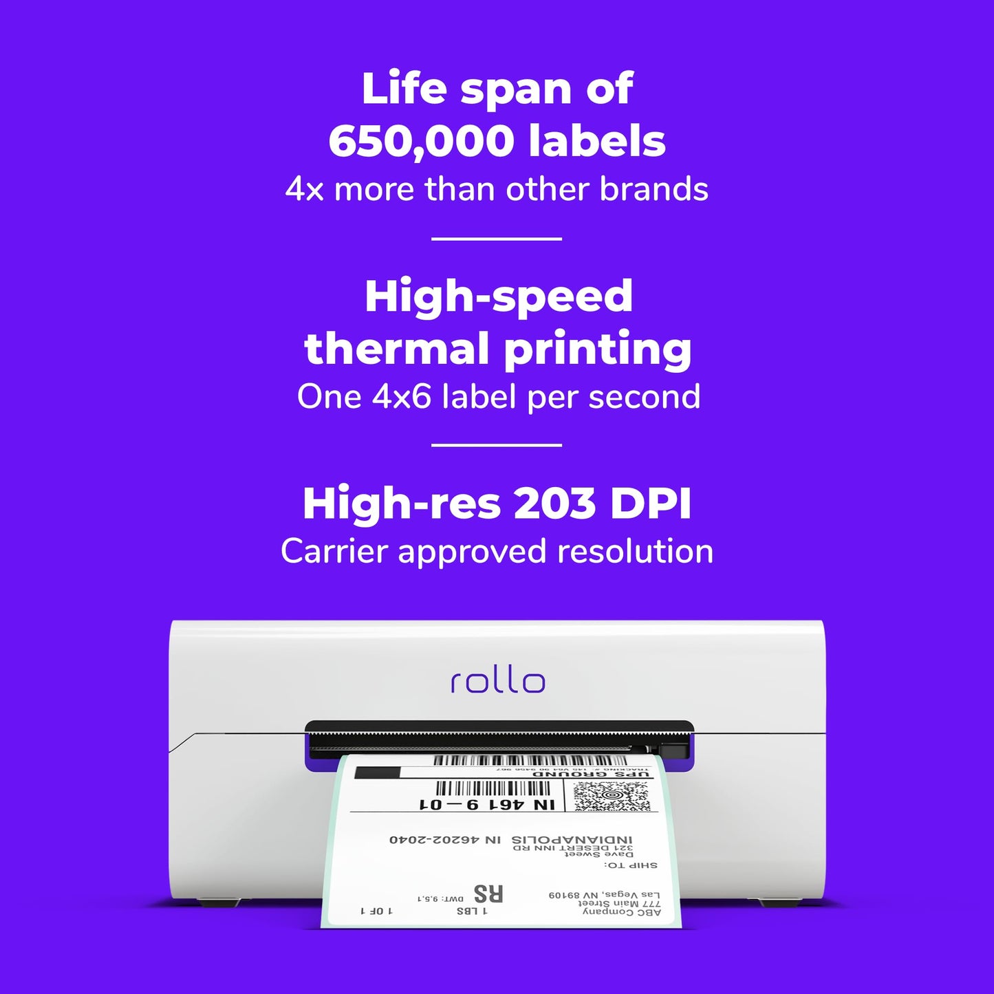 Rollo Wireless Label Printer - Wi-Fi Thermal Printer for Shipping Packages - AirPrint from iPhone, iPad, Mac - 4x6, Supports Windows, Chromebook, Android, Linux