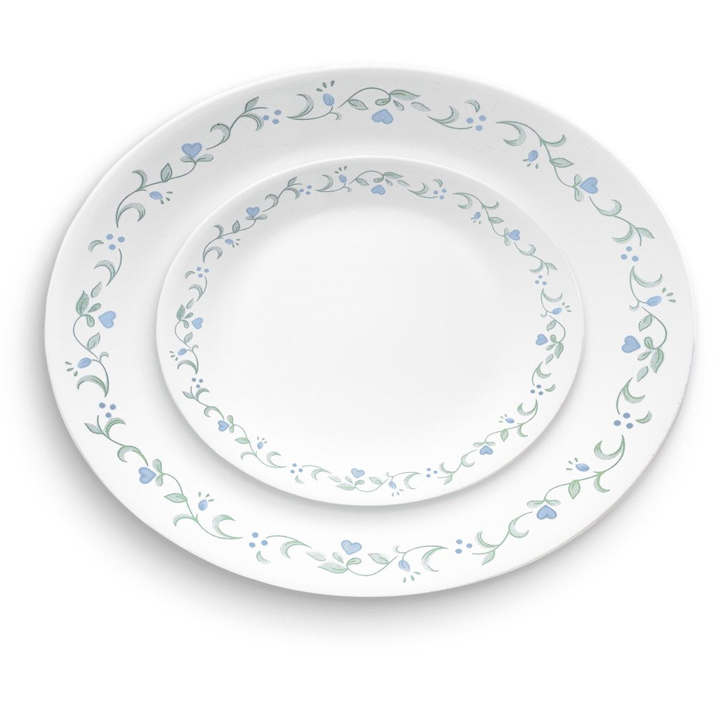 Country Cottage, White and Green round 12-Piece Dinnerware Set