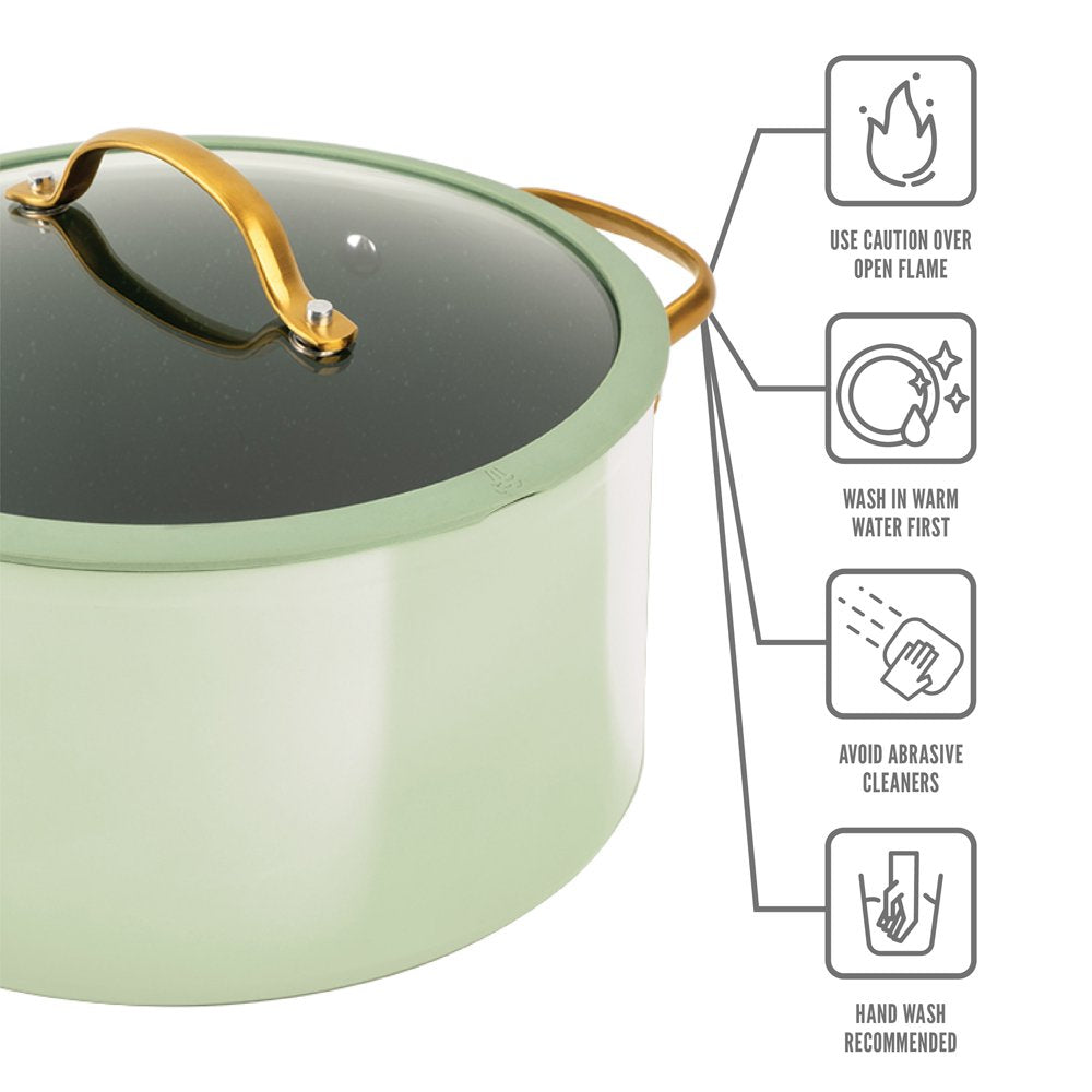 Nonstick 12-Piece Granite Cookware Set, Green