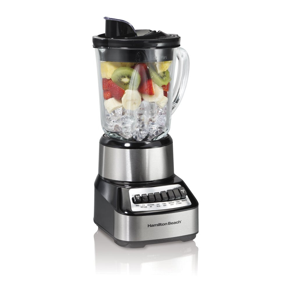 Wave Crusher Multi-Function Blender with 40 Oz. Glass Jar and 14 Functions for Puree, Ice Crush, Shakes and Smoothies, Stainless Steel, 54221