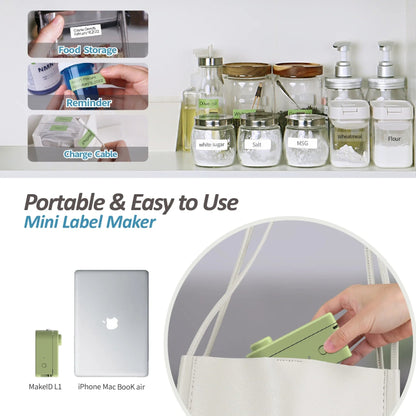 Label Maker Machine with Tape - Portable & Rechargeable Label Makers with Built-In Cutter, .63" Waterproof Tape - Wireless Label Printer Compatible with Android & Ios Devices