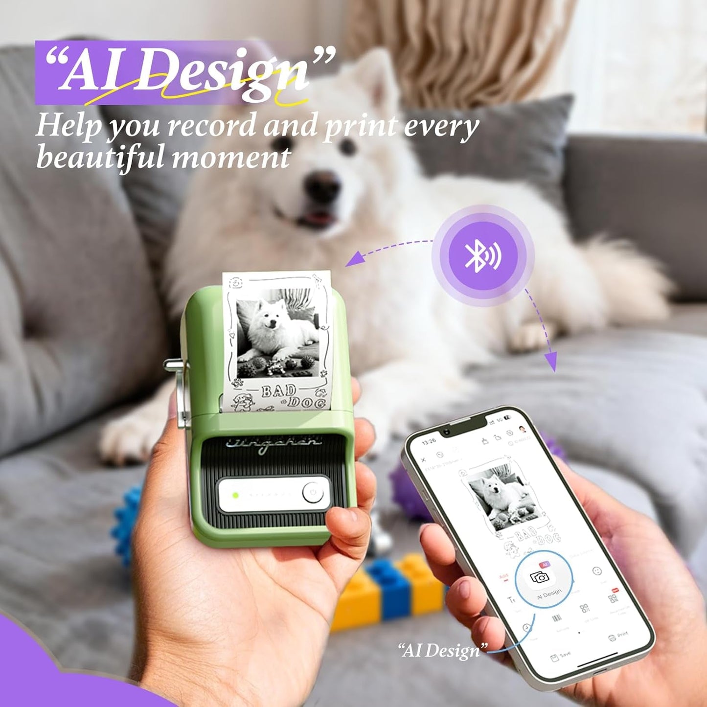 NIIMBOT Photo Papers Only Compatible with Pro Series Label Makers, Cute Dog Stickers for Kids, Beauty Memories (2.1''X3.4''-54X86Mm)
