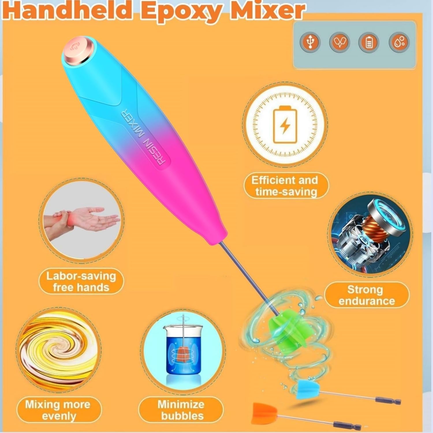 HXH Cup Turner for Crafts Tumbler,Electric Resin Mixer,Tumbler Cup Spinner,Glitter Powder,Epoxy Resin Kit for Tumblers for Beginners with Foam
