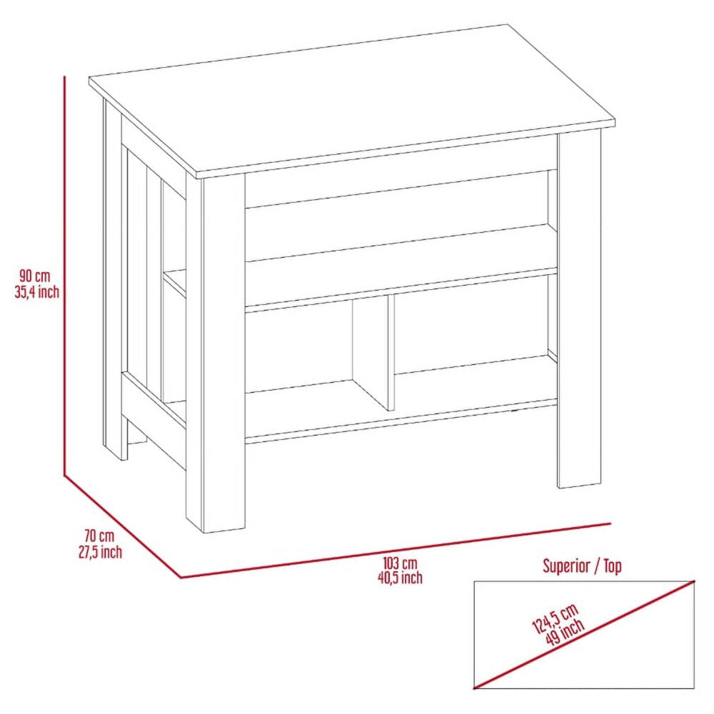 Light Oak/Black Wengue Modern Engineered Wood Cala Kitchen Island