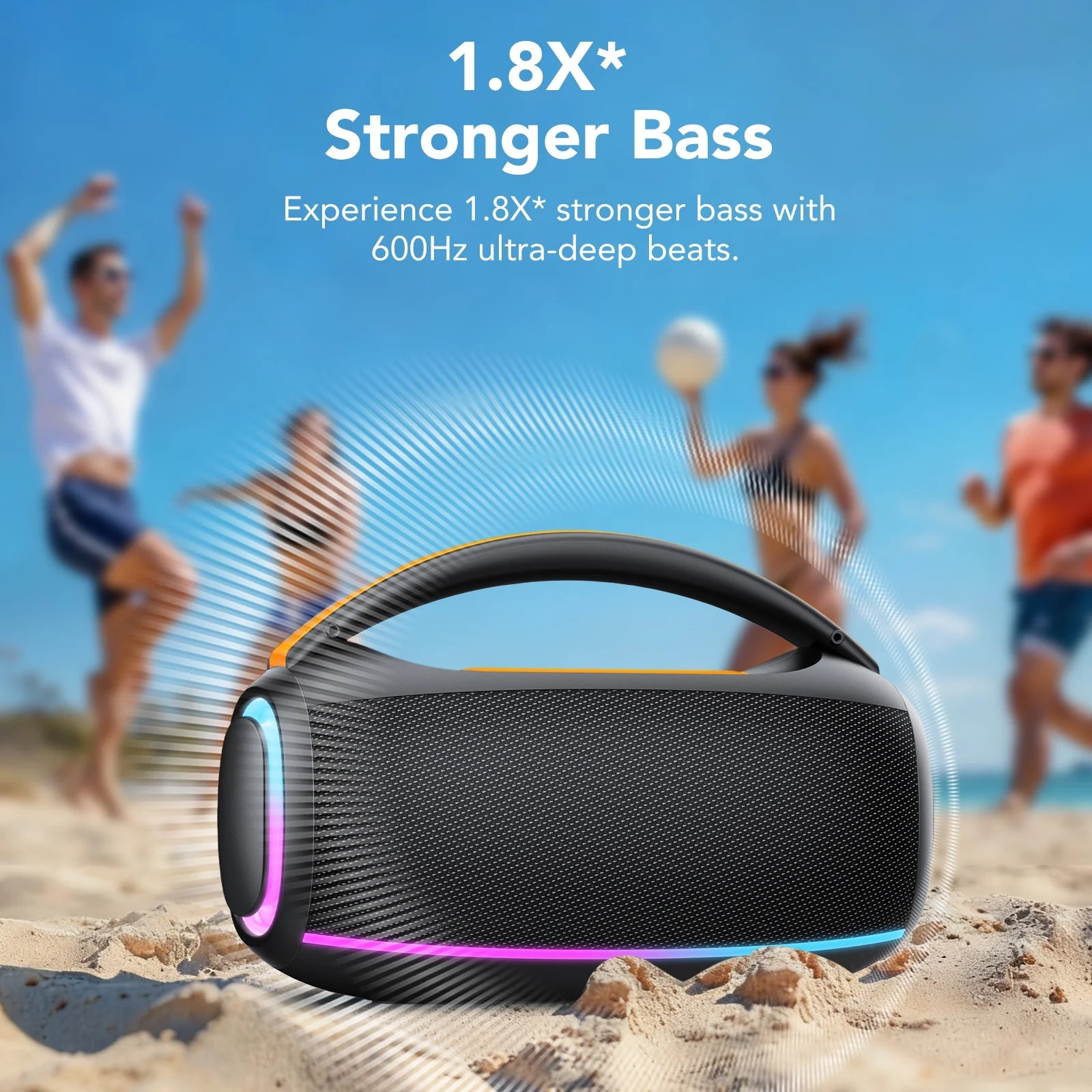 Outdoor Bluetooth Speaker, 80W Loud Speaker with Bass, Speakers Bluetooth Wireless with 24H Long Battery Life, IPX7 Waterproof, Speakers for Pool Beach Party, Portable Speaker with TWS (Black)