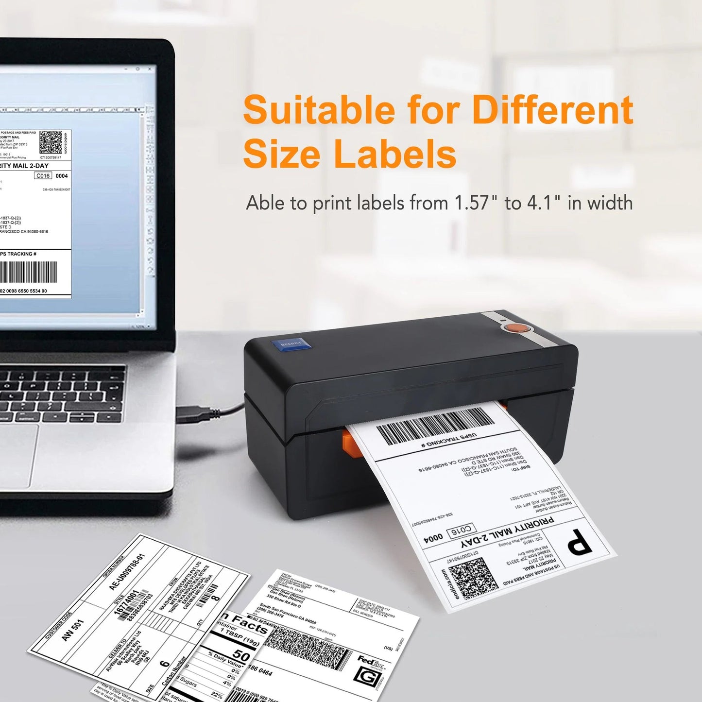 Thermal Label Printer, 4X6 Shipping Label Printer with Holder, High Speed