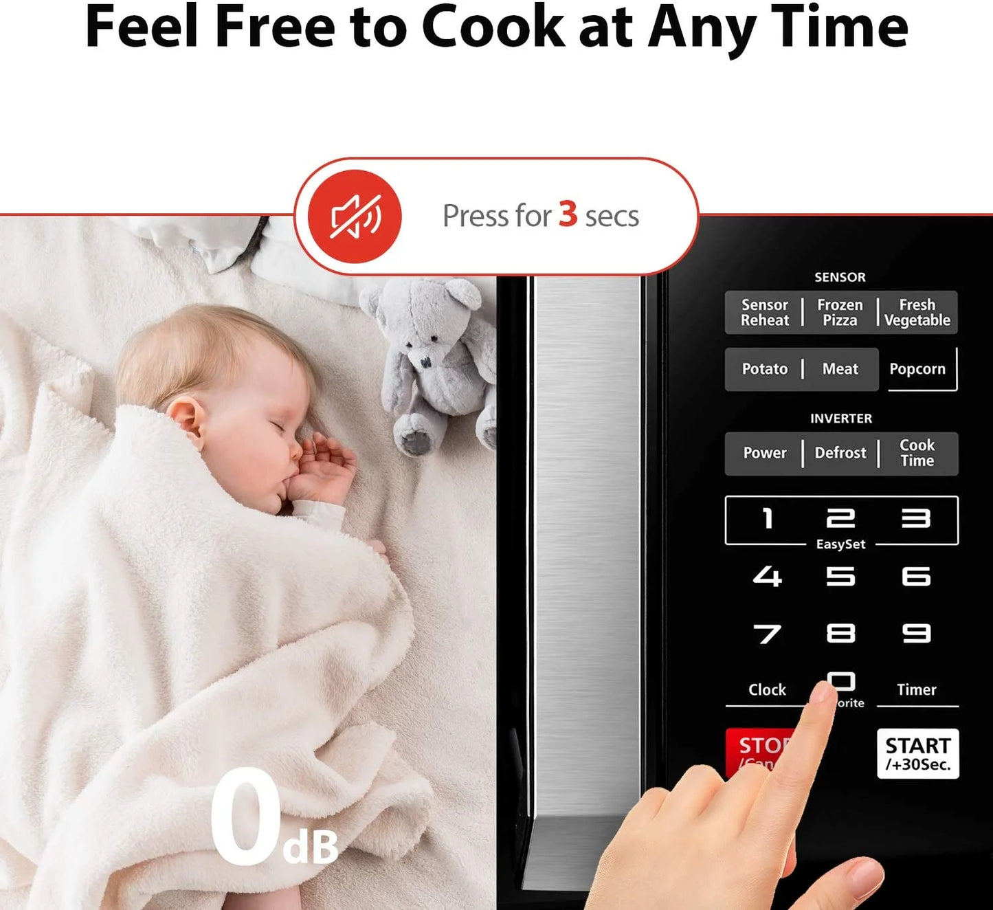 1.6 Cu. Ft. Microwave Oven with Inverter Technology, 1250 Watts, LCD Display and Smart Sensor, Stainless Steel, ML-EM45PIT(SS)