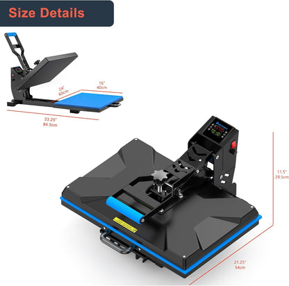 Delclynee 16" X 24" Slide Out (12.25") Heat Press Machine for T Shirts, Clamshell Pull Out Lower Platen, Industrial-Quality Digital Sublimation Printer for Heat Transfer Vinyl