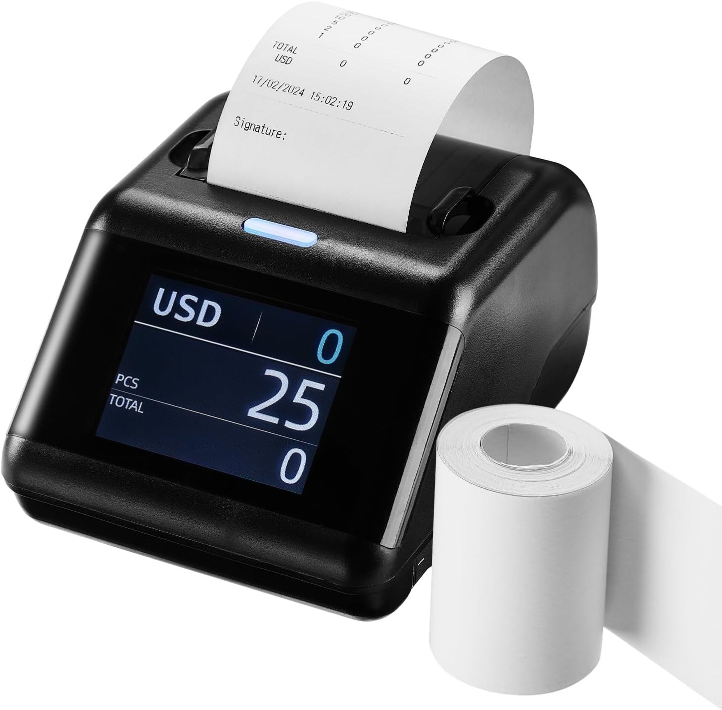 MUNBYN P01 Thermal Printer for IMC01, IMC08, IMC09 Money Counter Machine Mixed Denomination, External Display+Printer in One, Connects via RJ-11 Plug, Receipt Printer Suitable for 58 Mm Thermal Paper