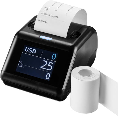 MUNBYN P01 Thermal Printer for IMC01, IMC08, IMC09 Money Counter Machine Mixed Denomination, External Display+Printer in One, Connects via RJ-11 Plug, Receipt Printer Suitable for 58 Mm Thermal Paper