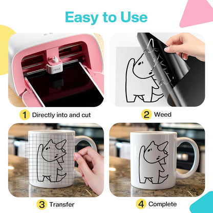 5.5" X 12" Smart Permanent Vinyl - 30 Sheet Black Vinyl Compatible with Cricut Joy, Removable Adhesive Vinyl for Party Decor, Label Making and Home Crafting, Accessories