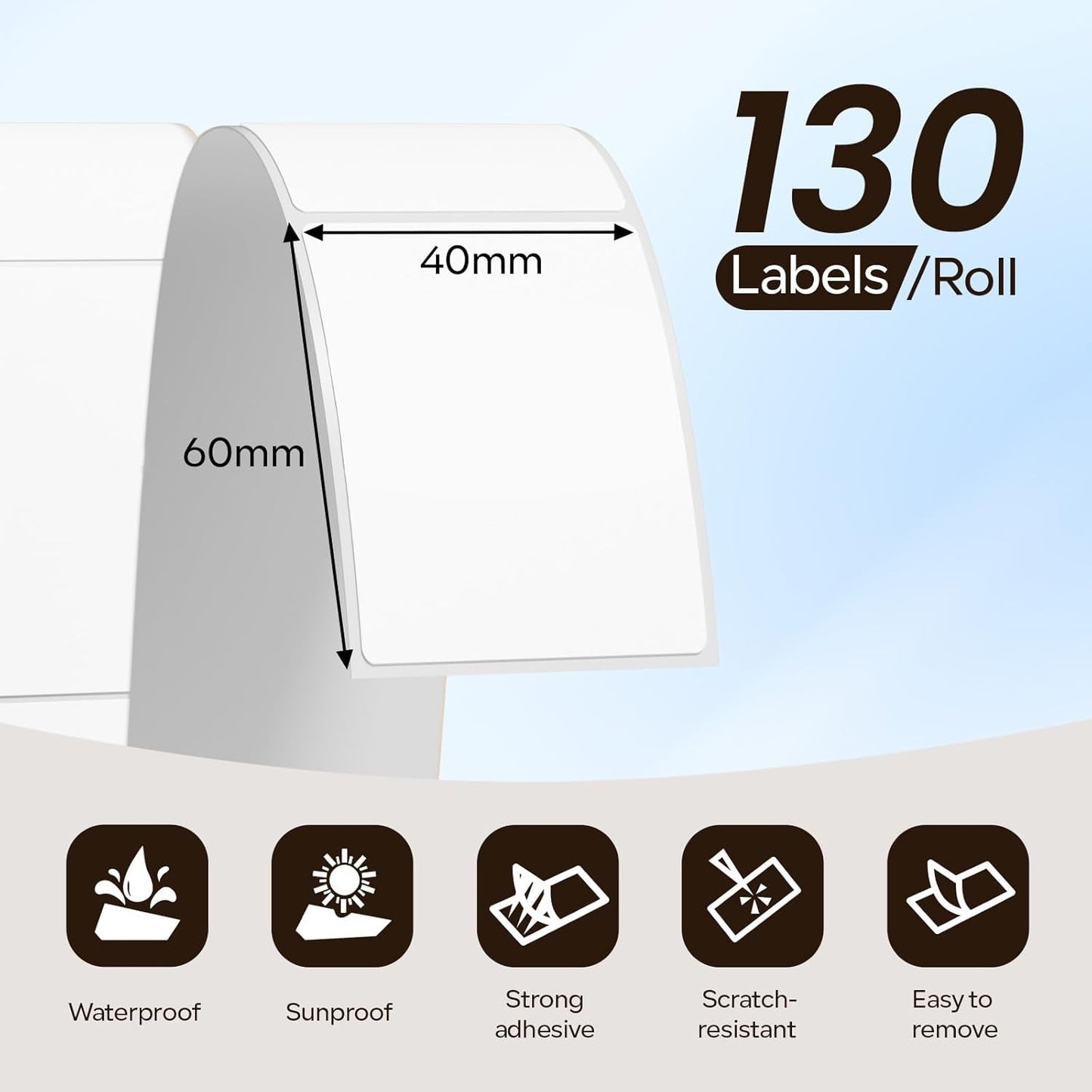 Phomemo Thermal Label Paper for M110 M200 M120 M220 M150 M250 M260 M108 M100 Label Printer, Self-Adhesive Thermal Paper for Clothing, Retail, Mailing, Barcode, White Sticker Labels, 40Mm X 60Mm