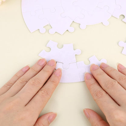 SAVITA 10 Sheets round Blank Puzzles, 20Cm/7.87In Heat Transfer All White DIY Puzzle Paintable & Writable for Kids Brain Game