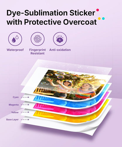 Liene Pearl N200 Pro Portable Photo Printer Photo Paper 50 Sheets & 5 Cartridges, Picture Printer Sticker Paper Adhesive, Waterproof, Smudge Proof, Photo Paper Only for DMP130 for Scrapbook