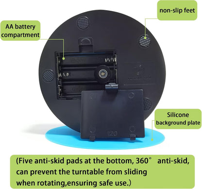 YVV Motorized Rotating Display Stand,Turner Cup Platform for Epoxy Glitter Tumbler, 360 Automatic Mute Rotating Turntable, Tumbler Making Supplies Spinner, Base for Product Video Show ,Balck 4.72In
