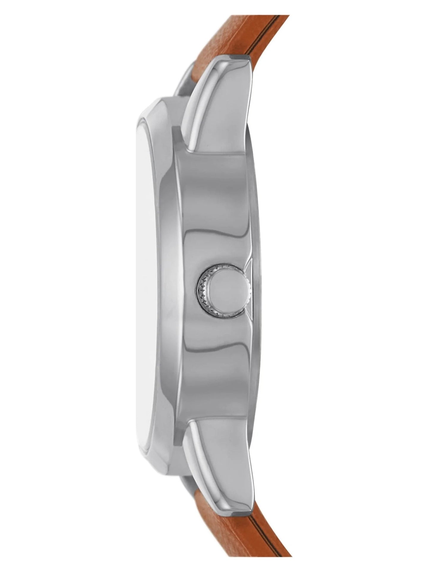 Women'S Analog Watch: Silver Tone round Case, Crystal Accent on Faux Mother of Pearl Dial, Brown Faux Leather Perforated Strap (FMDOTT054)