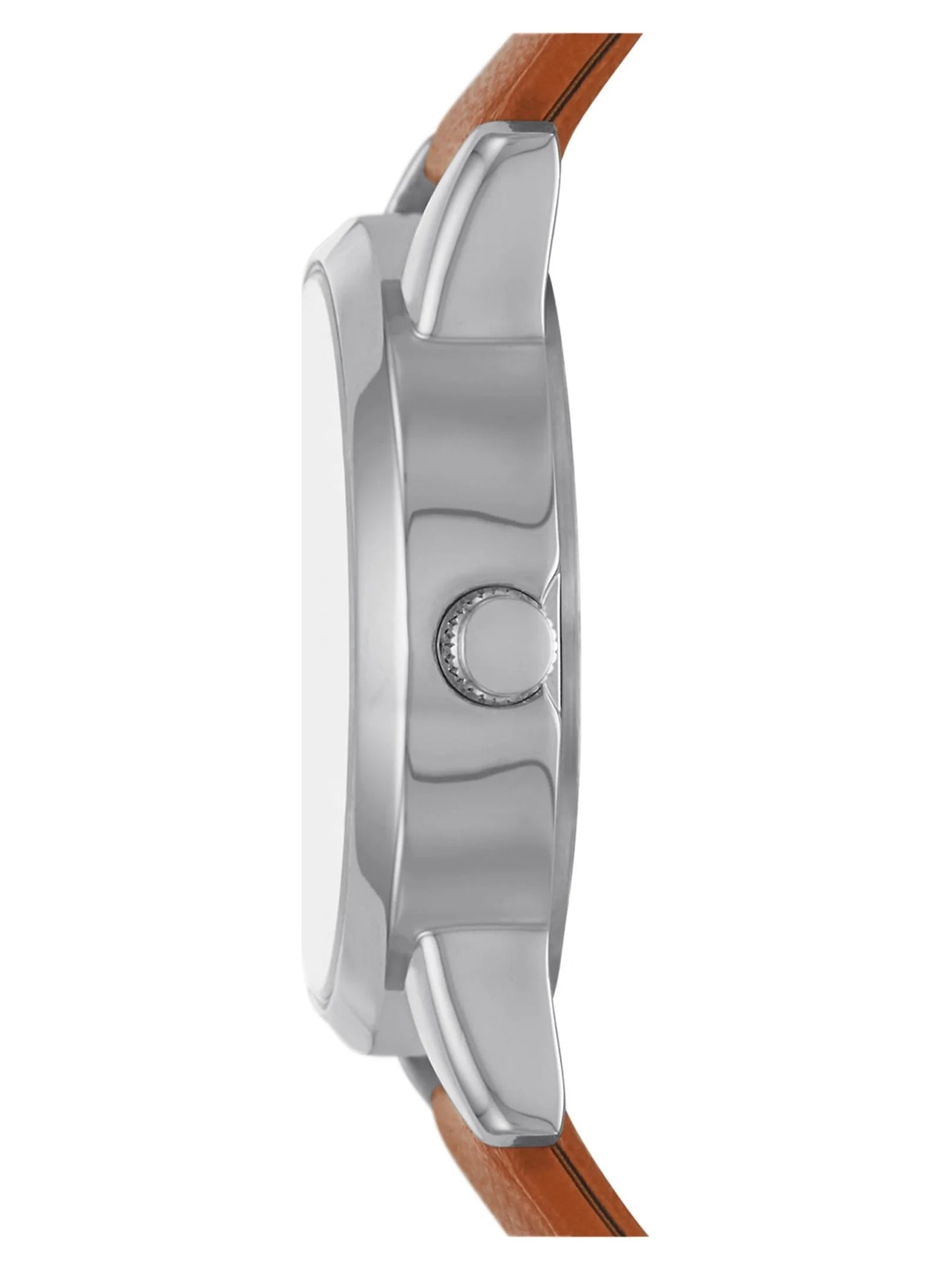 Women'S Analog Watch: Silver Tone round Case, Crystal Accent on Faux Mother of Pearl Dial, Brown Faux Leather Perforated Strap (FMDOTT054)