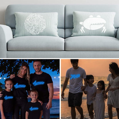 12" X 8FT Glow in the Dark White to Blue Heat Transfer Vinyl Iron on T-Shirt for Cricut & All Cutter Machine