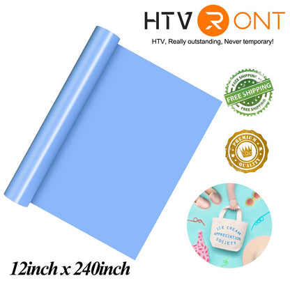 12" X 20FT Sky Blue Vinyl Iron on HTV T-Shirt for Cricut & All Cutter Machine