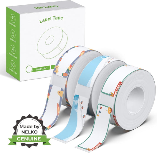 NELKO Genuine P21 Label Maker Tape, Adapted Label Print Paper, 14X40Mm (0.55Inx1.57In), Standard Laminated Labeling Replacement, Multipurpose of P21, 180 Tapes/Roll, 3-Roll, Birthday Theme