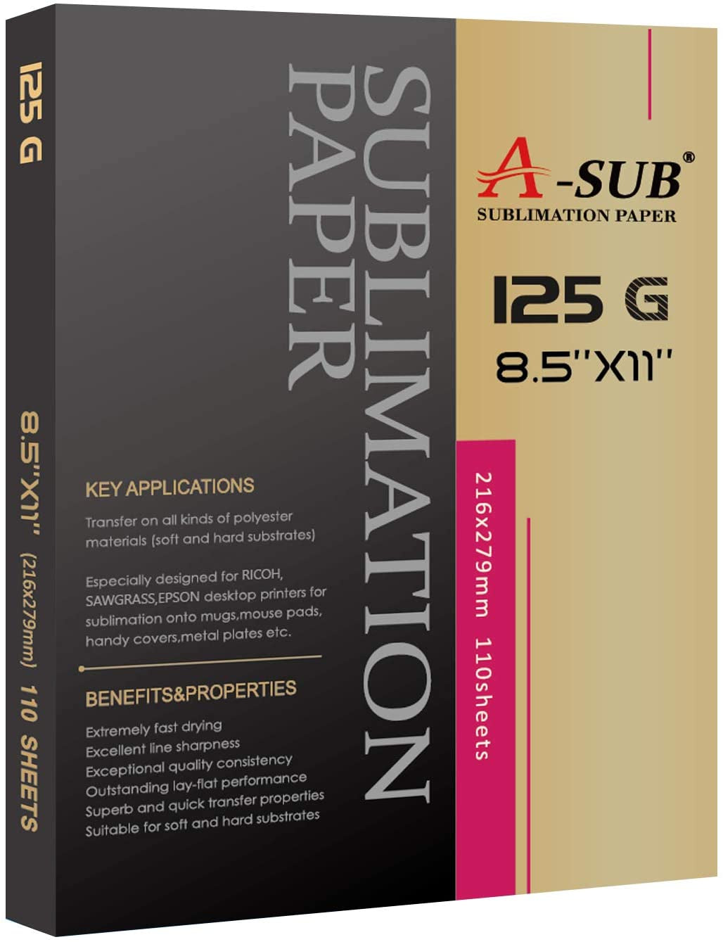 Sublimation Paper 8.5X11 Inch 110 Sheets ONLY Compatible with Sublimation Printer and Sublimation Ink 125G