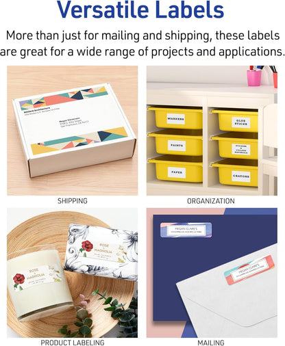 Half-Sheet Printable Shipping Labels, 5.5" X 8.5" Customizable Stickers, White, 50 per Pack, 100 Blank Mailing Labels Total, Great for Mailing, Shipping, Organizing, and More (2-Pack of 8126)