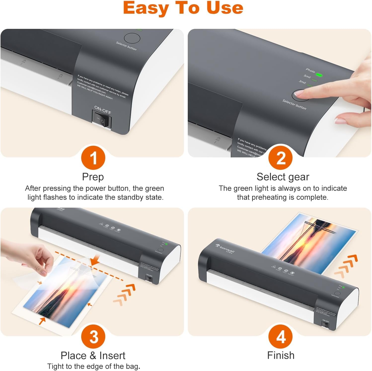 Bonsaii 13 Inch Thermal Laminator Machine, Upgraded Jam-Free Laminating | 3-Mode Heat for 3Mil/5Mil/Photo, 4-Min Fast Preheat, Fits 11X17/Letter/Legal, for Teachers/Office/Classroom