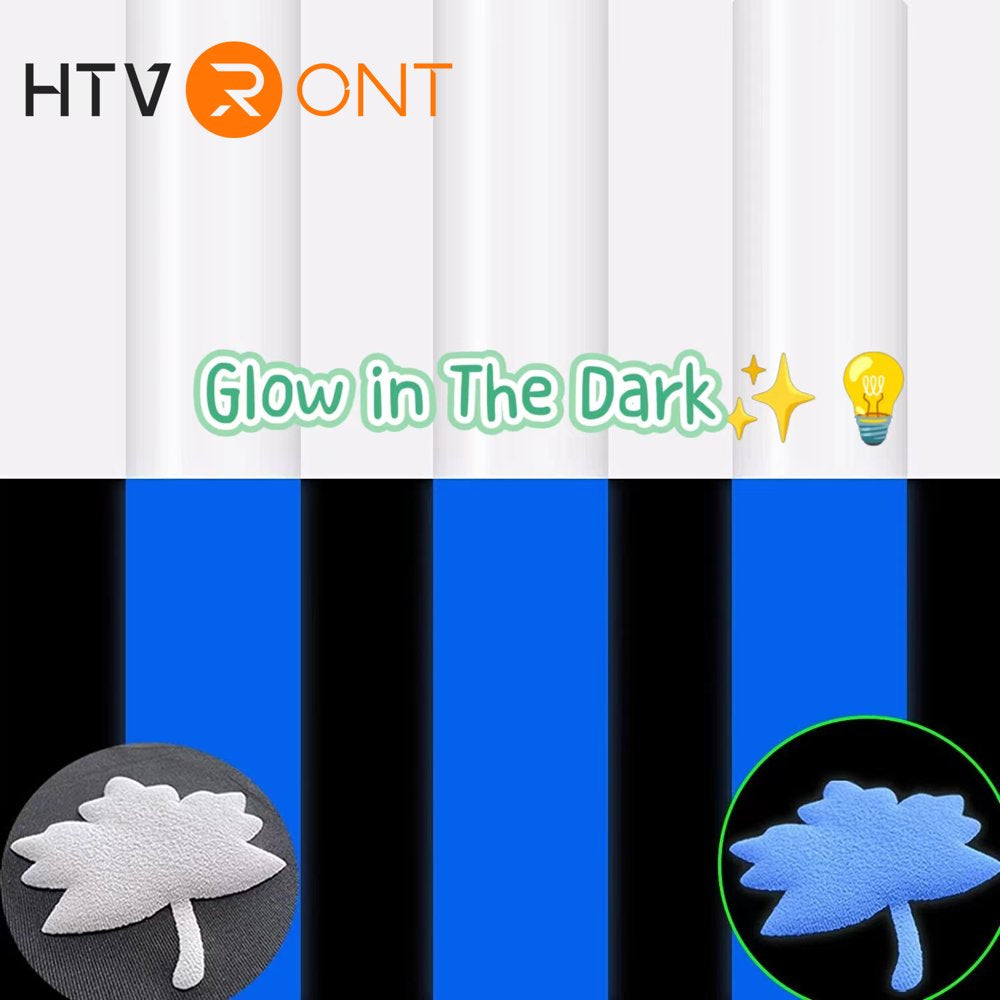 12" X 8FT Glow in the Dark White to Blue Green Heat Transfer Vinyl Iron on T-Shirt for Cricut & All Cutter Machine