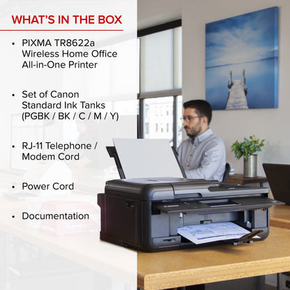 Canon PIXMA Tr8622A All-In-One, Wireless Color Inkjet Printer for Home Office Use