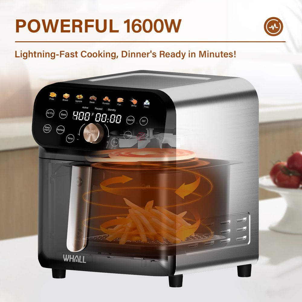 Air Fryer - 6.2QT Air Fryer Oven, 12-In-1 Stainless Steel Air Fryer with LED Smart Touchscreen, Reduce 85% Fat, 1600W