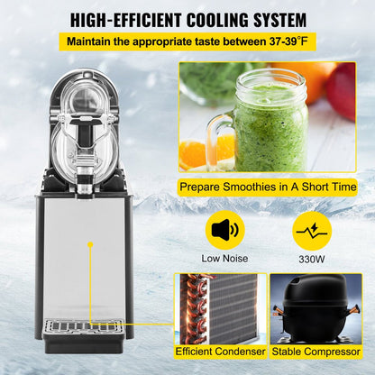 brand Commercial Slushy Machine,3L Margarita Machine, Single Bowl Stainless Steel Frozen Drink Slush Machine,Black