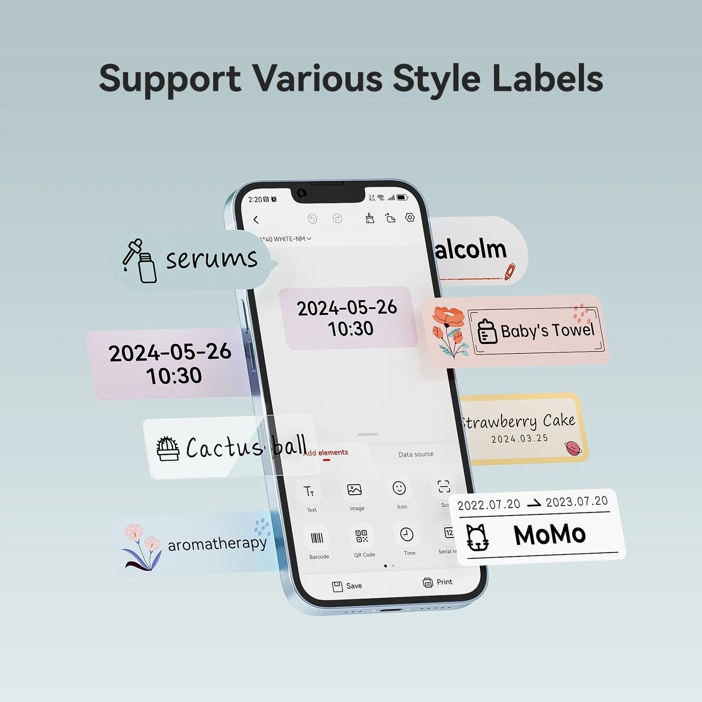 Label Maker D110 Upgraded Mini Portable Label Printer Inkless Labeler Sticker Bluetooth Rechargeable Thermal Label Maker Machine with Tape(Blue)