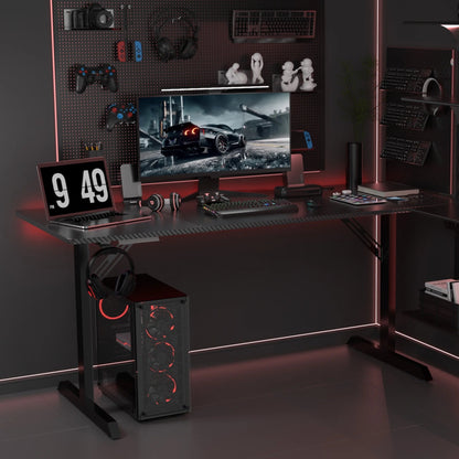 55" Large RGB Gaming Computer Desk with Mouse Pad, Black