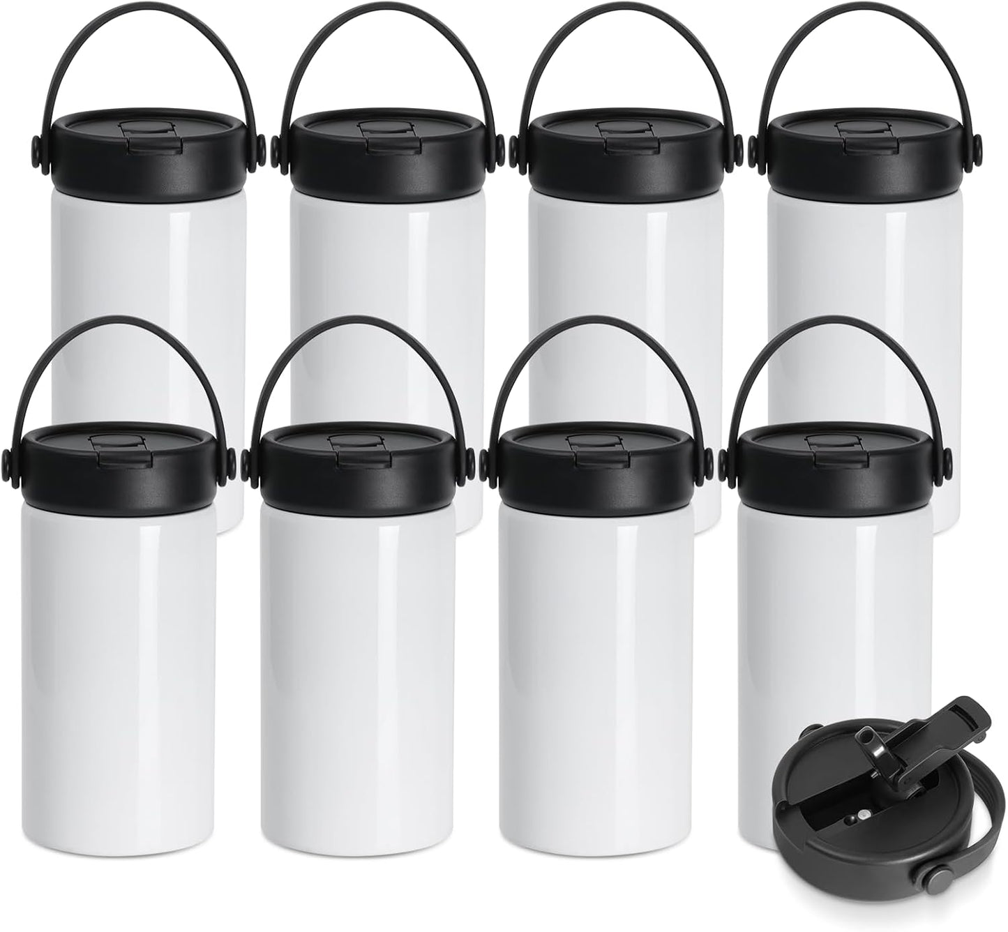 8 Pack Sublimation Kids Water Bottle Tumblers Blanks Bulk 20 OZ 600 ML with Flip Straw and Portalbe Handle, Compatible with Cricut Mug Press Tumbler Press Sublimation Oven Printing