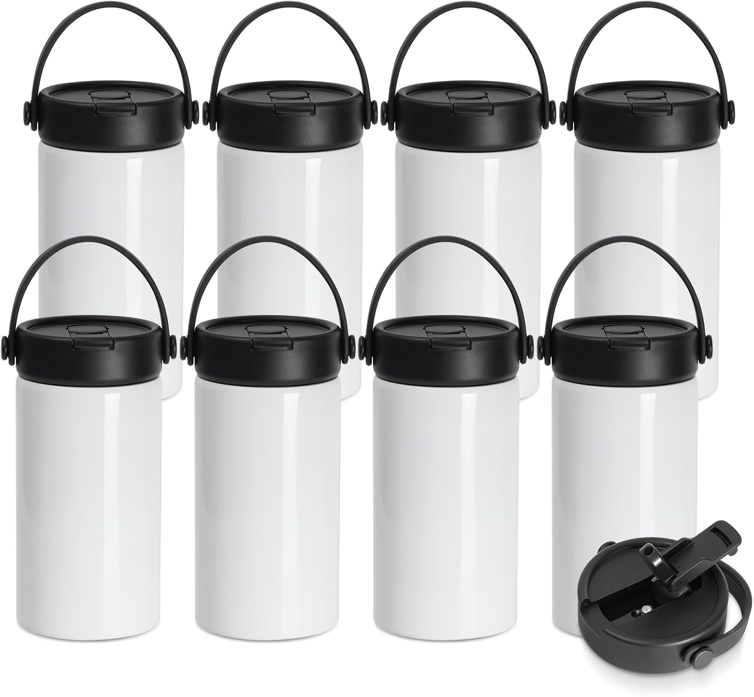 8 Pack Sublimation Kids Water Bottle Tumblers Blanks Bulk 20 OZ 600 ML with Flip Straw and Portalbe Handle, Compatible with Cricut Mug Press Tumbler Press Sublimation Oven Printing