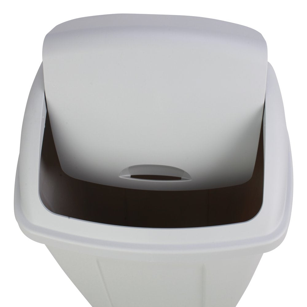 13 Gallon Trash Can, Plastic Swing Top Kitchen Trash Can, Gray