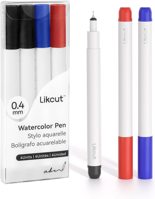 Fine Point Pens 0.4Mm, 4-Pack Watercolor Pens for Mini Vinyl Cutter Machine S501, 3-Color Set for Writing, Drawing and DIY Craft Projects