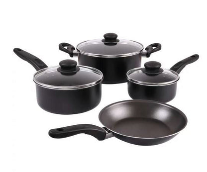 7 Piece Nonstick Cookware Set, Black