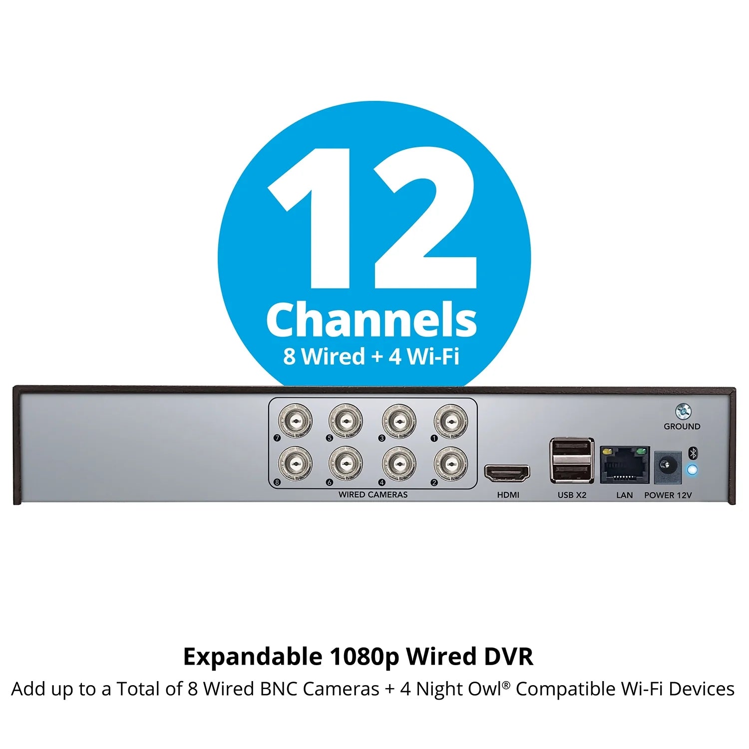 ® 2-Way Audio 12 Channel DVR Security System with 1TB Hard Drive and 4 Wired 1080P Deterrence Cameras