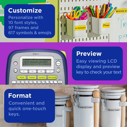 P-Touch PT-D200G Label Maker with Tape, Easy-To-Use Home & Office Labeling Solution