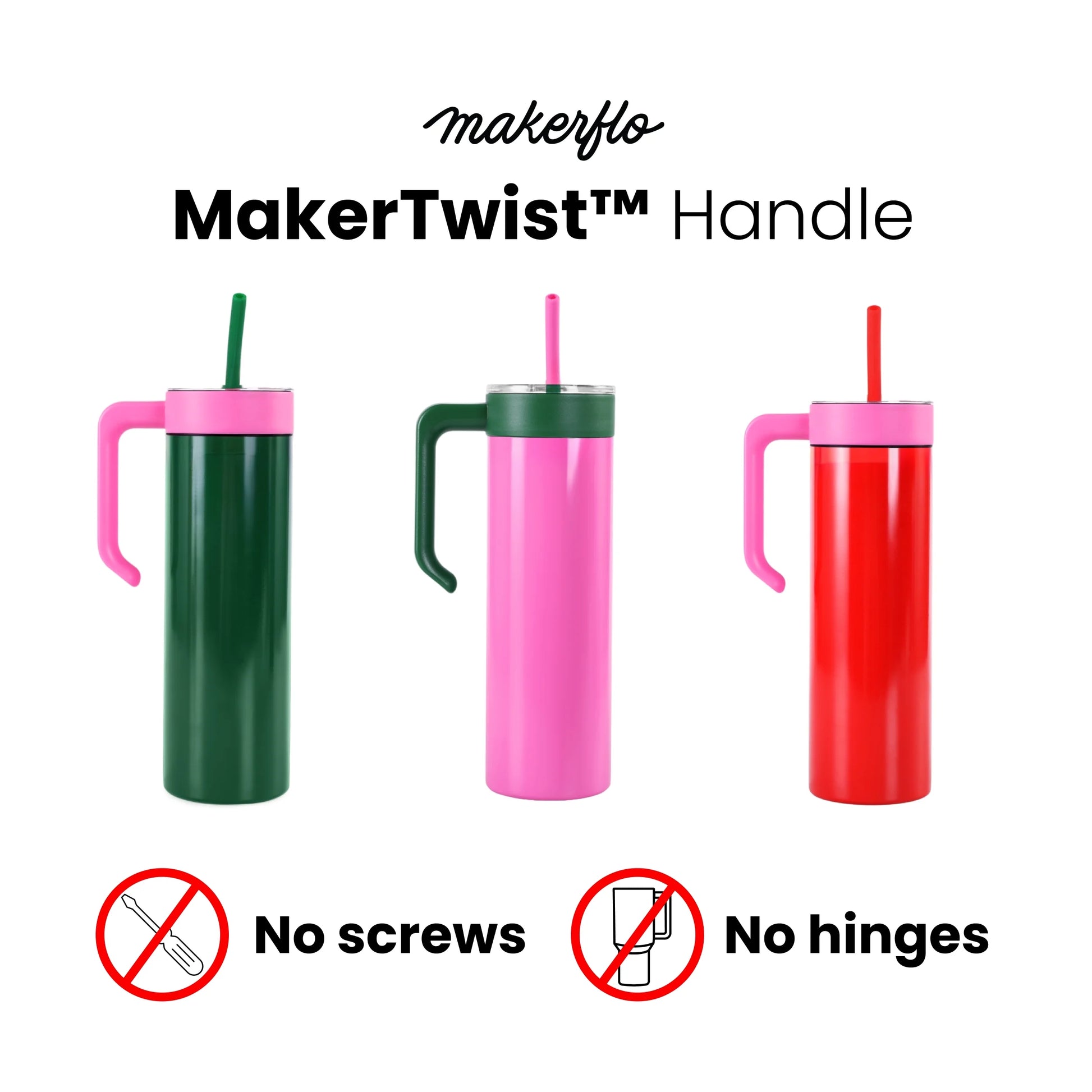Makerflo 20Oz Skinny Powder Coated Glossy Tumbler with Handle Option – Leak-Proof Lid, Silicone Straw & Gift Box – Customizable with Laser Engraving, UV Printing, Epoxy & UV DTF (Purple)