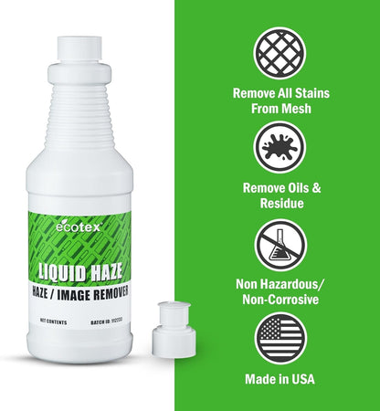 Ecotex® Liquid Haze Degreaser (Pint - 16Oz.) - Dehazer and Ghost Image Remover for Screen Printing Screens, Screen Printing Ghost Image Remover and Mesh Cleaner - Eco-Friendly Screen Printing Supplies
