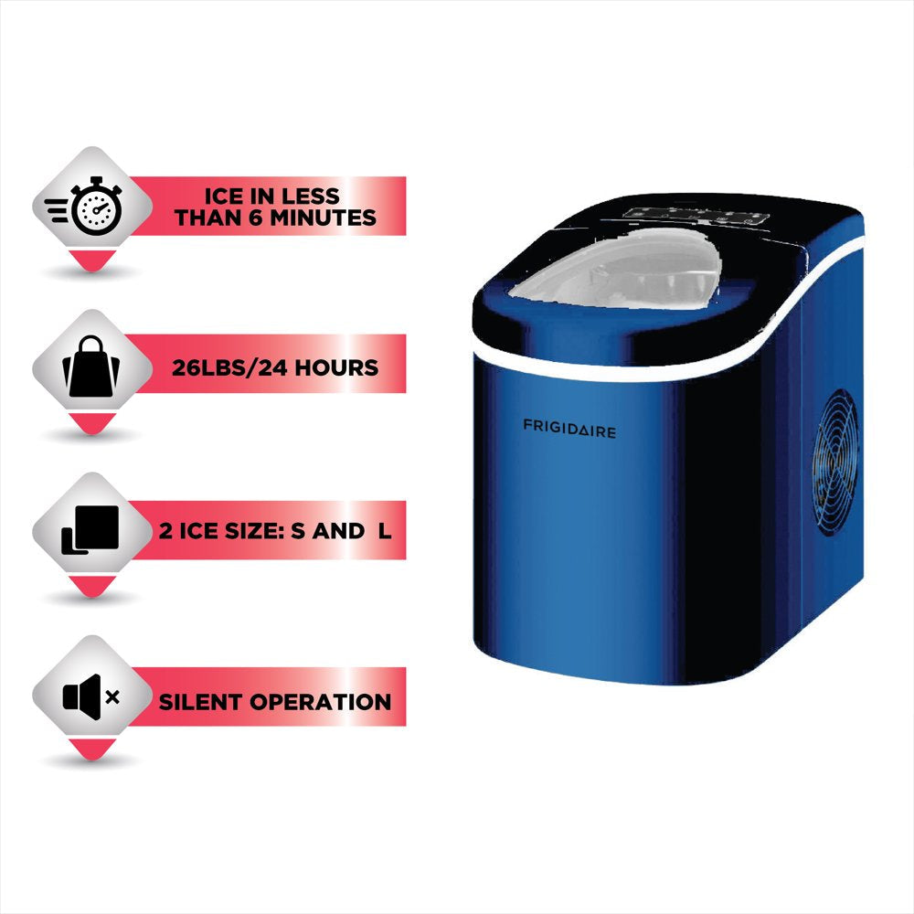 26Lb. Portable Countertop Ice Maker, Blue, EFIC108