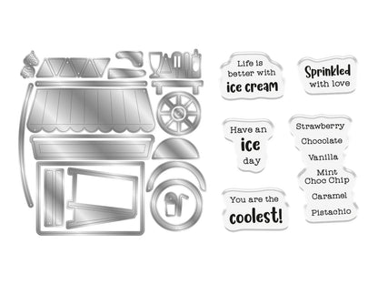 Life Is Sweet - Ice Cream Cart Stamp & Metal Die Set